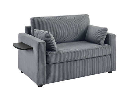 Sleeper Sofa With Foldable Mattress, USB Ports, Side Table & Storage Pocket
