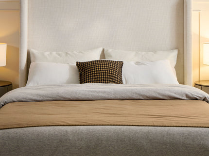 Carmen - Full Size Upholstered Wingback Bed - Ivory