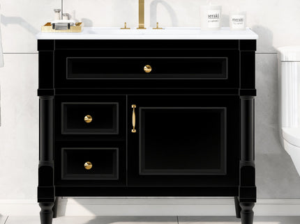 Freestanding Bathroom Vanity With Sink, Adjustable Shelf, Flip Drawer