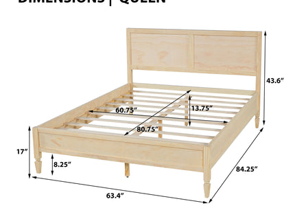 Classic Platform Bed Frame With Panel Headboard