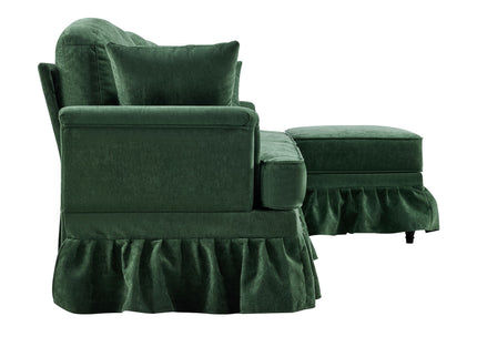 Cloud Sofa With Removable Ruffled Skirt With Ottoman And Flared Arms
