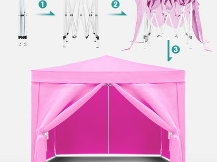 10'X10' Folding Canopy With 4 Removable Sidewalls Outdoor Event Shelter UPF 50+ Gazebo Portable Tents For Parties Beach Camping Wedding Ez Pop Up Canopy 4 Pieces Weight Bag + Carry Bag