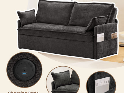 Pull Out Sofa Bed, Convertible Sleeper Sofa Couch, Side Storage, And USB / C - Type Charging Ports Chair