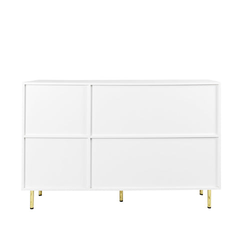 3 Door Large Storage Sideboard With Handles For Kitchen, Dining Room And Living Room, Accent Buffet Cabinet, Coffee Bar Sideboard Cabinet With 3 Doors - White / Gold