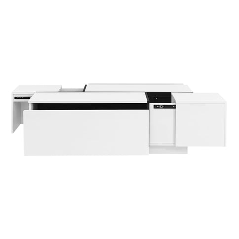 Extendable Coffee Table With 2 Hidden Storage Space And 2 Drawers For Living Room