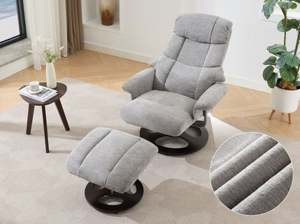 Ergonomic Recliner Chair With Ottoman, Modern 360° Swivel With Footstool