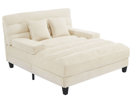 Chaise Bed Lounge Sofa Chair With Adjustable Backrest And LED Light Strip
