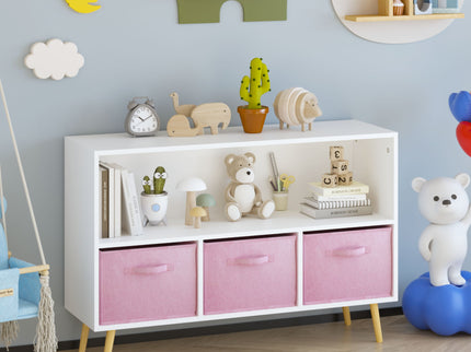 Bookcase With Collapsible Drawers, Book Display Organizer