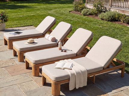 Outdoor Chaise Lounge With Cushion, 5 Position Adjustable Backrest