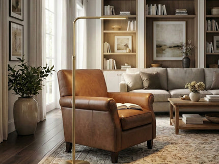 Verve - Floor Lamp With On / Off Switch Adjustable LED Round Base - Gold