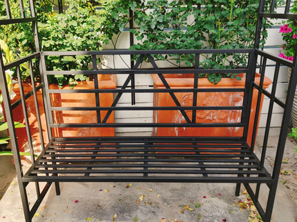 Garden Arch With Bench Turned Into Flower Stand Climbing Plants Support Outdoor - Black