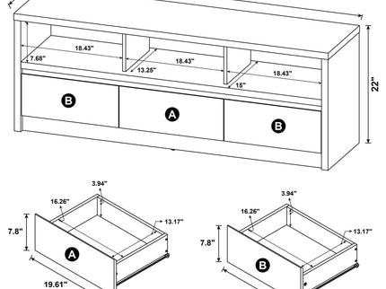 O'Brien - 3 Drawer TV Stand Media Console - Black