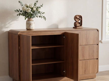 Sideboard, Wide Storage With 2 Doors And 3 Drawers