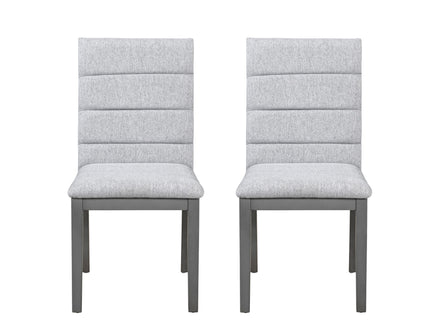 Tufted Upholstery Modern Dining Chairs (Set of 2) Sleek Comfort With Rubber Wood Frame - Gray / Oak