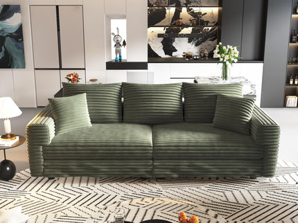 Convertible Deep Seat Sofa With Soft Pillows And Ottomans