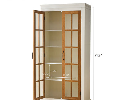 Rustic Style Display Cabinet With Glass Doors For Collectibles