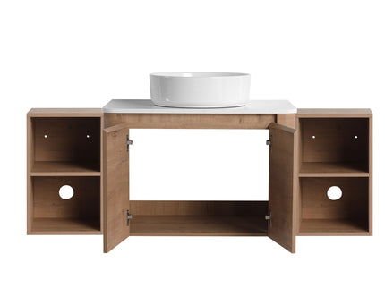 Wall Mounted Bathroom Vanity With Art Sink, 2 Storage Shelves, Soft Close Door