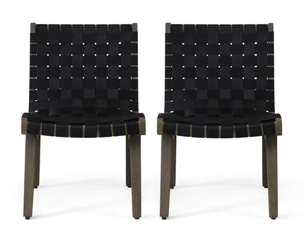 Lounge Chair With Stunning Rope Weave Design, (Set of 2) - Black