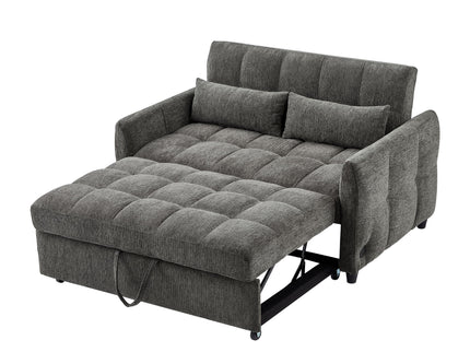 Loveseat Sofa Pull-Out Bed With Adjustable Backrest, 3 USB Ports And 2 Lumbar Pillows For Living Room