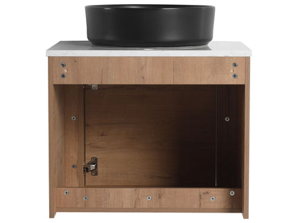 Wall Mounted Bathroom Vanity With Art Sink, 2 Storage Shelves, Soft Close Door