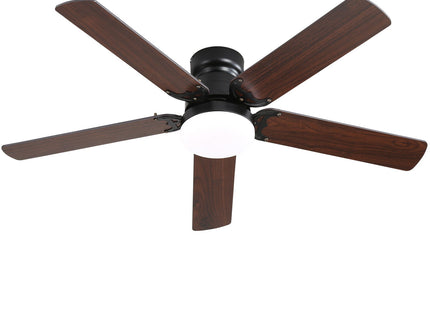 Low Profile Ceiling Fan With Reversible DC Motor, Remote Control, LED Light - Black