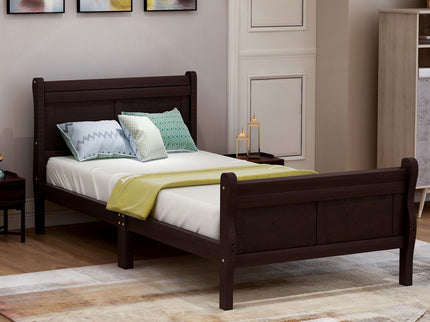 Platform Bed Frame Mattress Foundation Sleigh Bed With Headboard / Footboard / Wood Slat Suppor