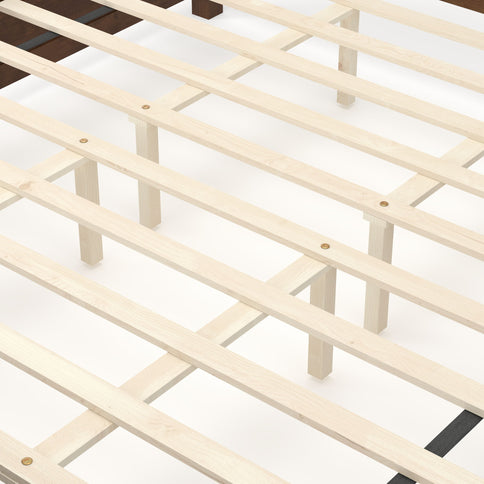 Farmhouse Platform Bed Frame & Tall Upholstered Headboard