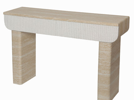 Entryway Table With 2 Hidden Handle Drawers For Entrance - Beige / Yellow