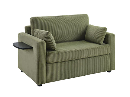 Sleeper Sofa With Foldable Mattress, USB Ports, Side Table & Storage Pocket
