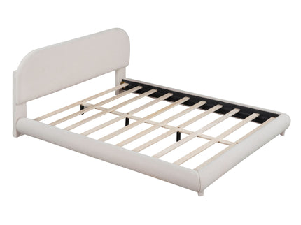 Upholstered Platform Bed With Thick Solid Frame And Stylish Curve-Shaped Design