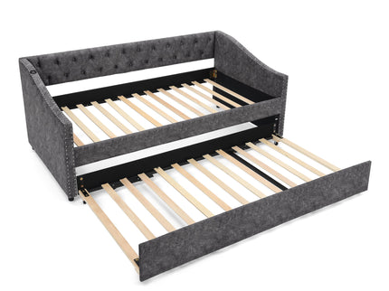 Upholstered Daybed With USB Charging & Pull Out Bed