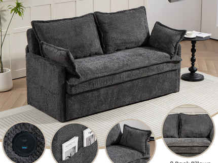 Pull Out Sofa Bed, Convertible Sleeper Sofa Couch, Side Storage, And USB / C - Type Charging Ports Chair