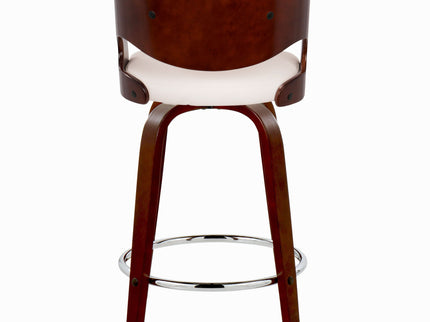Pino - Mid Century Modern Fixed Height Barstool With Swivel With Round Footrest (Set of 2)