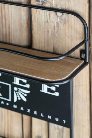 Floating Coffee Bar Shelf With Coffee Pod Holder, Hooks And Storage Shelf - Black