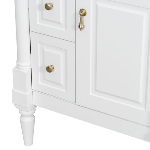 Freestanding Bathroom Vanity With Sink, Adjustable Shelf & Flip Drawer