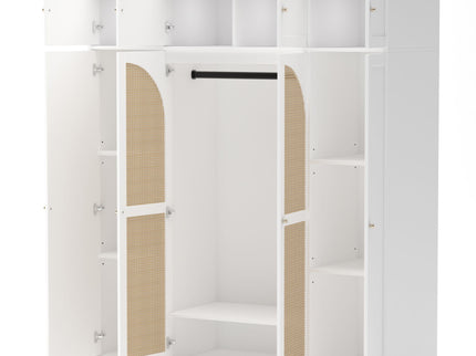 8 Door Armoire Wardrobe With Adjustable Shelves And Hanging Rod