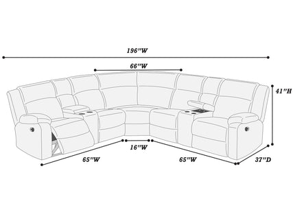 Power Motion Sectional LAF / RAF Loveseat With Console Cup Holders