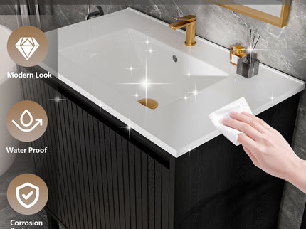 Bathroom Vanity With Ceramic Sink, Floor-Standing Design, Soft-Closing Drawers