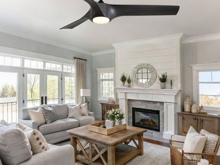 Reversible Quiet Motor Ceiling Fan Light With ABS Blades - Black / Gray