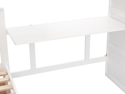 L Shaped Bunk Bed With 3 Drawers, Portable Desk And Wardrobe