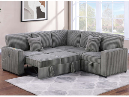 Convertible Sectional Upholstered Sleeper Sofa With Storage Chaise