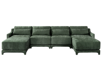 Stylish Sofa With Ottoman And Lumbar Pillows, Ergonomic Design