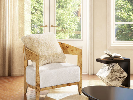 Madrid - Burl Barrel Accent Arm Chair - Seashell White