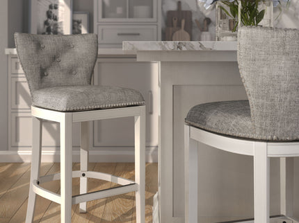 Upholstered Swivel Stool With Back