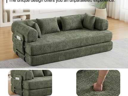Convertible Sleeper Sofa Bed With Cylindrical Pillow
