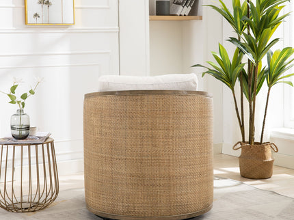 Barrel, Comfy Round Accent Sofa Chair With 360 Degree Swivel, Leisure Arm