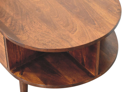 Oval Coffee Table With 1 Drawer - Chestnut