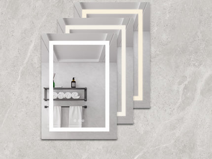 20 X 28" Bathroom Medicine Cabinet With Mirror Wall Mounted LED Bathroom Mirror Cabinet With Lights, Anti-Fog, Waterproof, Dimmable, 3000K~6000K, Single Door, Touch Swich, Storage Shelves - Silver