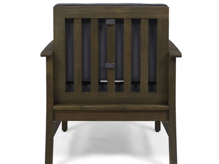 Enchanting Outdoor Club Chair With Slat Panel Design And Water Resistant Cushion - Dark Gray