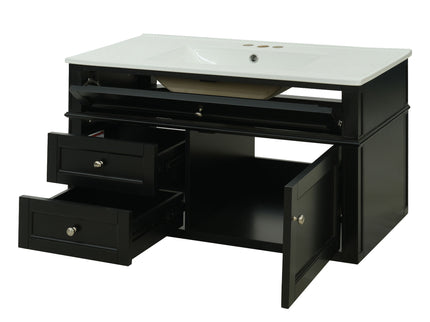 Modern Wall Mounted Floating Cabinet With Double Drawer And Sink